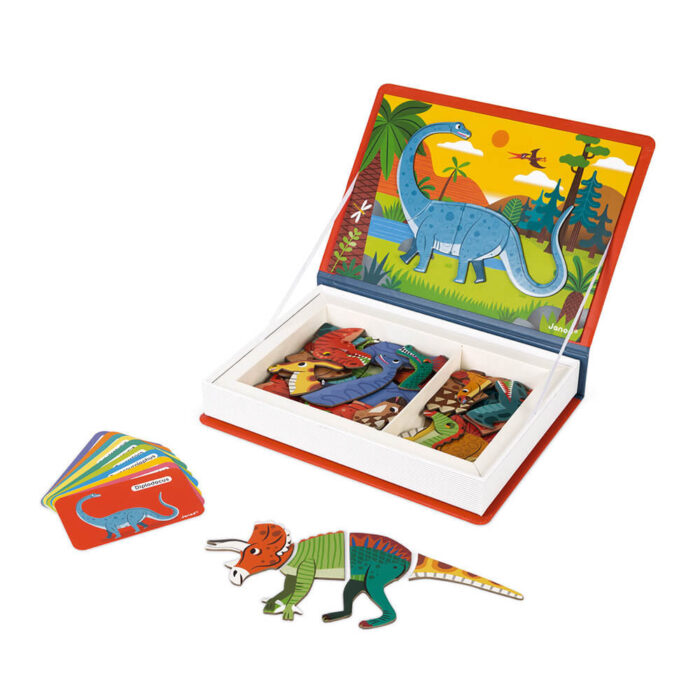 Magnéti'Book Dinosauri, 40 magneti contenuto e dinosauro