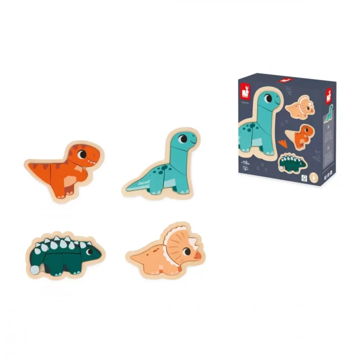 Puzzle Evolutivi Dinosauri Janod e confezione